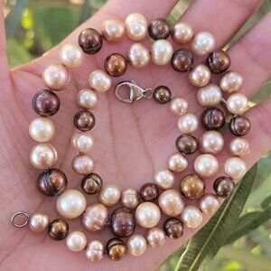 HONORA colors of chocolate graduating genuine pearl 925 sterling silver necklace